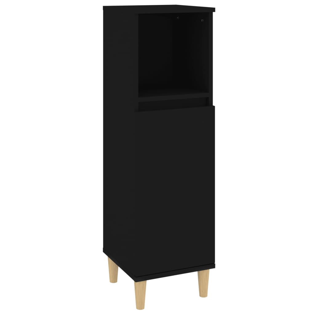 Bathroom Cabinet Black 30x30x100 cm Engineered Wood - Newstart Furniture