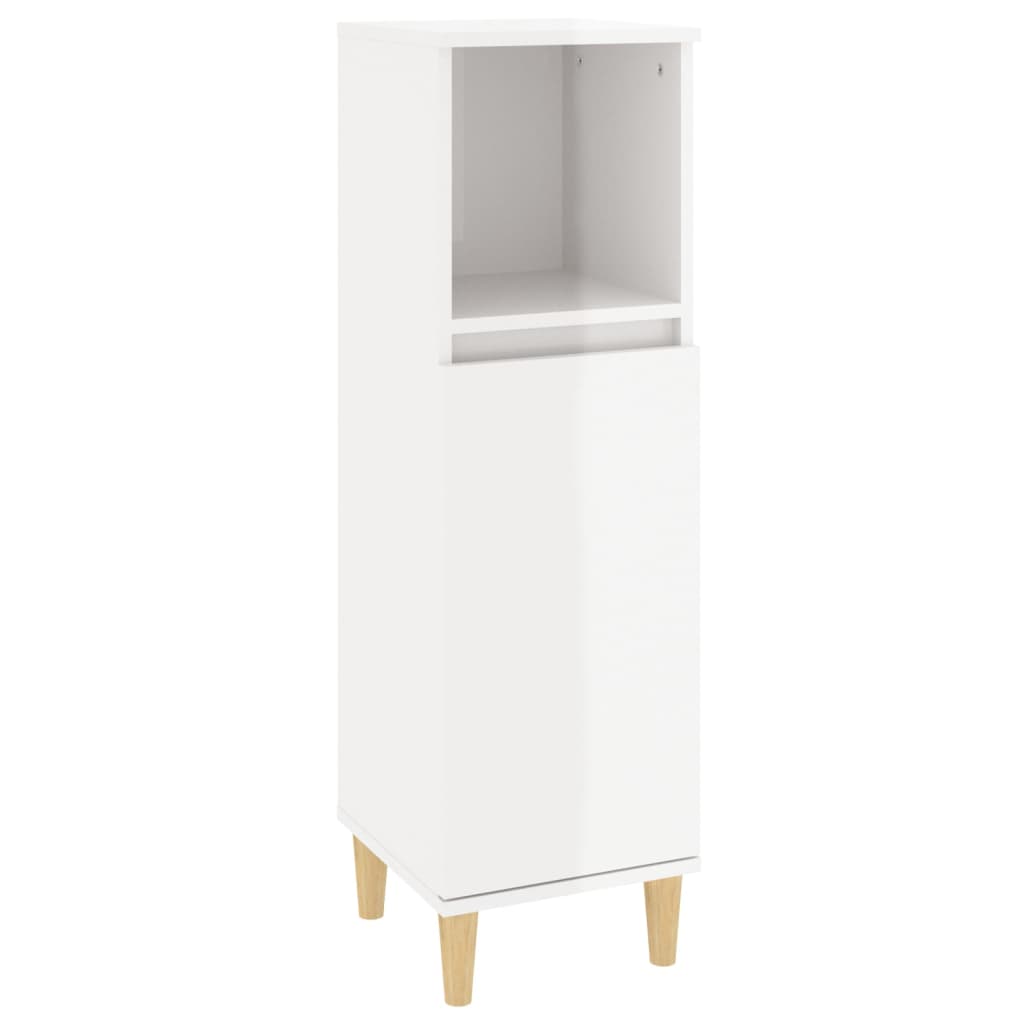 Bathroom Cabinet High Gloss White 30x30x100 cm Engineered Wood - Newstart Furniture