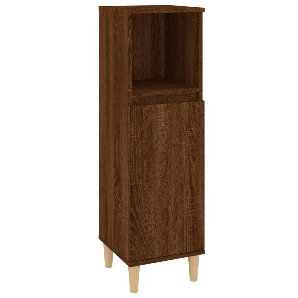 Bathroom Cabinet Brown Oak 30x30x100 cm Engineered Wood - Newstart Furniture
