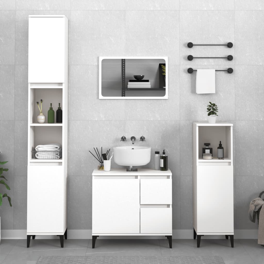 Bathroom Cabinet White 30x30x100 cm Engineered Wood - Newstart Furniture