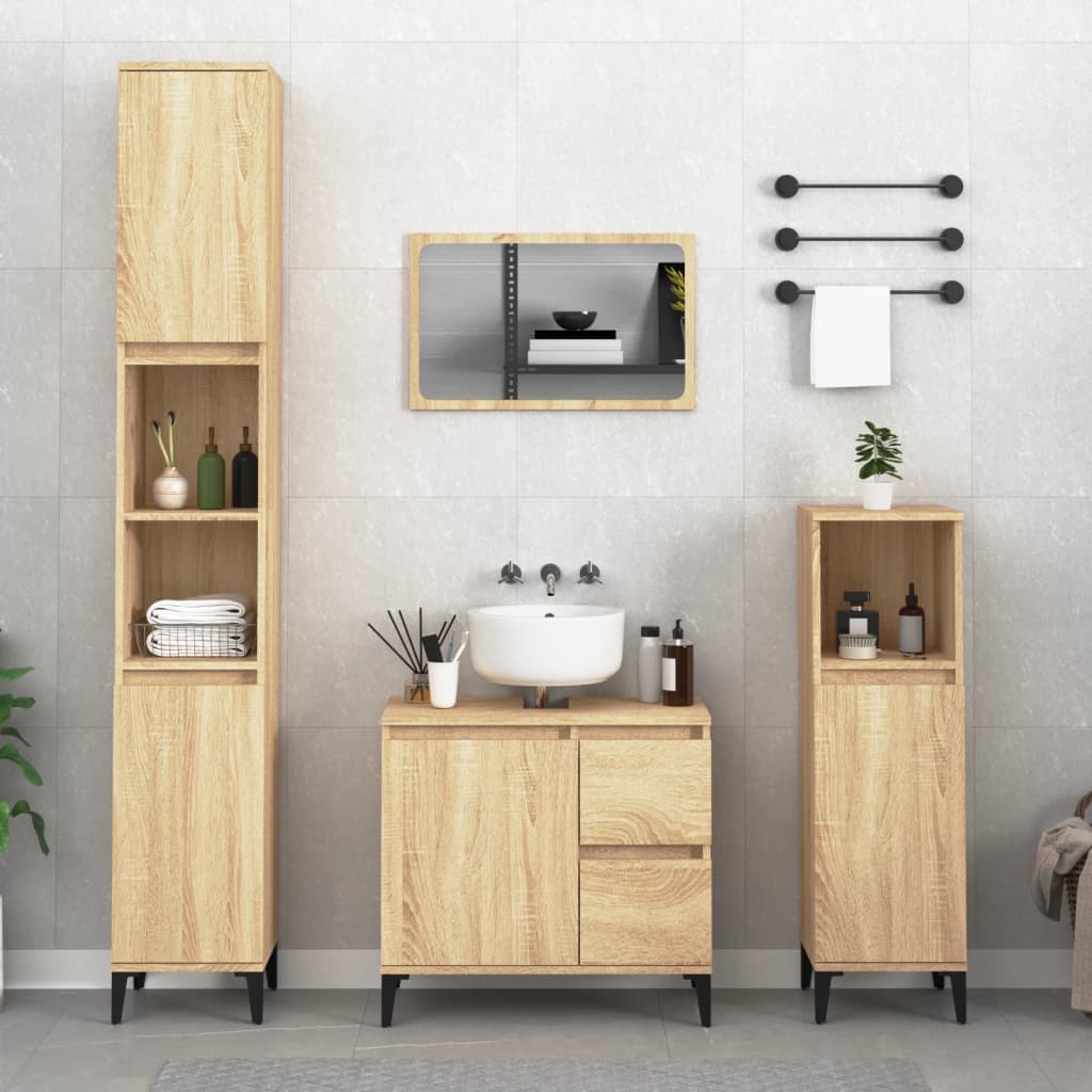 Bathroom Cabinet Sonoma Oak 30x30x100 cm Engineered Wood - Newstart Furniture