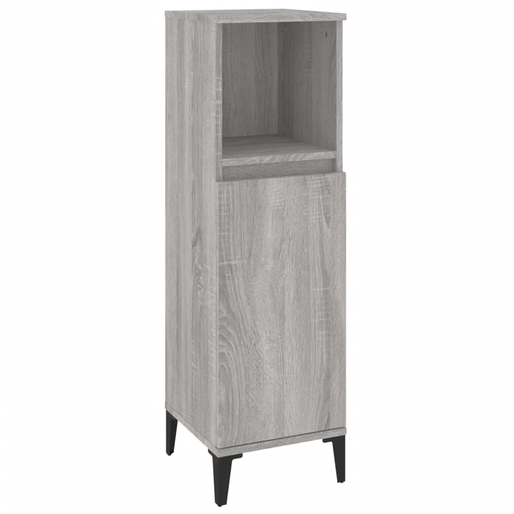 Bathroom Cabinet Grey Sonoma 30x30x100 cm Engineered Wood - Newstart Furniture