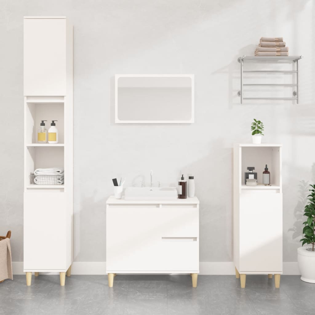 Bathroom Cabinet White 65x33x60 cm Engineered Wood - Newstart Furniture