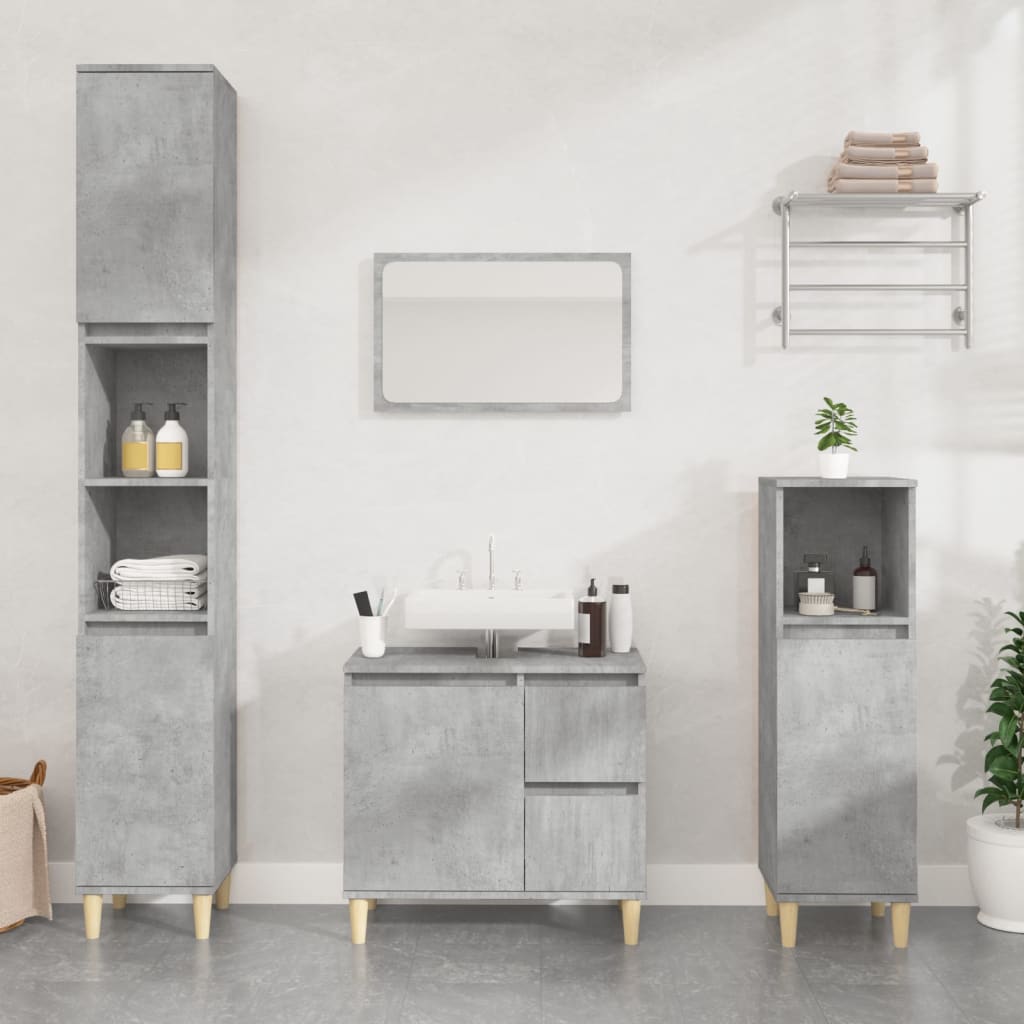 Bathroom Cabinet Concrete Grey 65x33x60 cm Engineered Wood - Newstart Furniture
