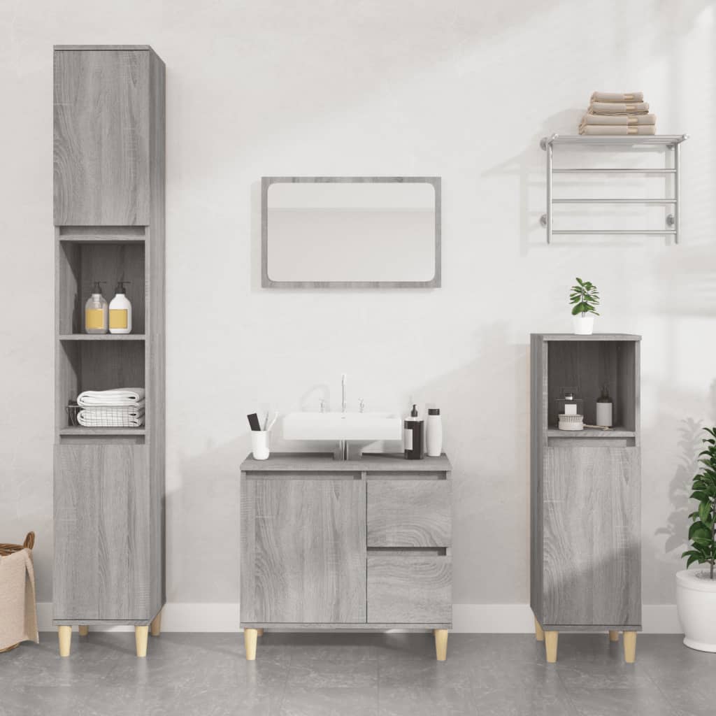 Bathroom Cabinet Grey Sonoma 65x33x60 cm Engineered Wood - Newstart Furniture