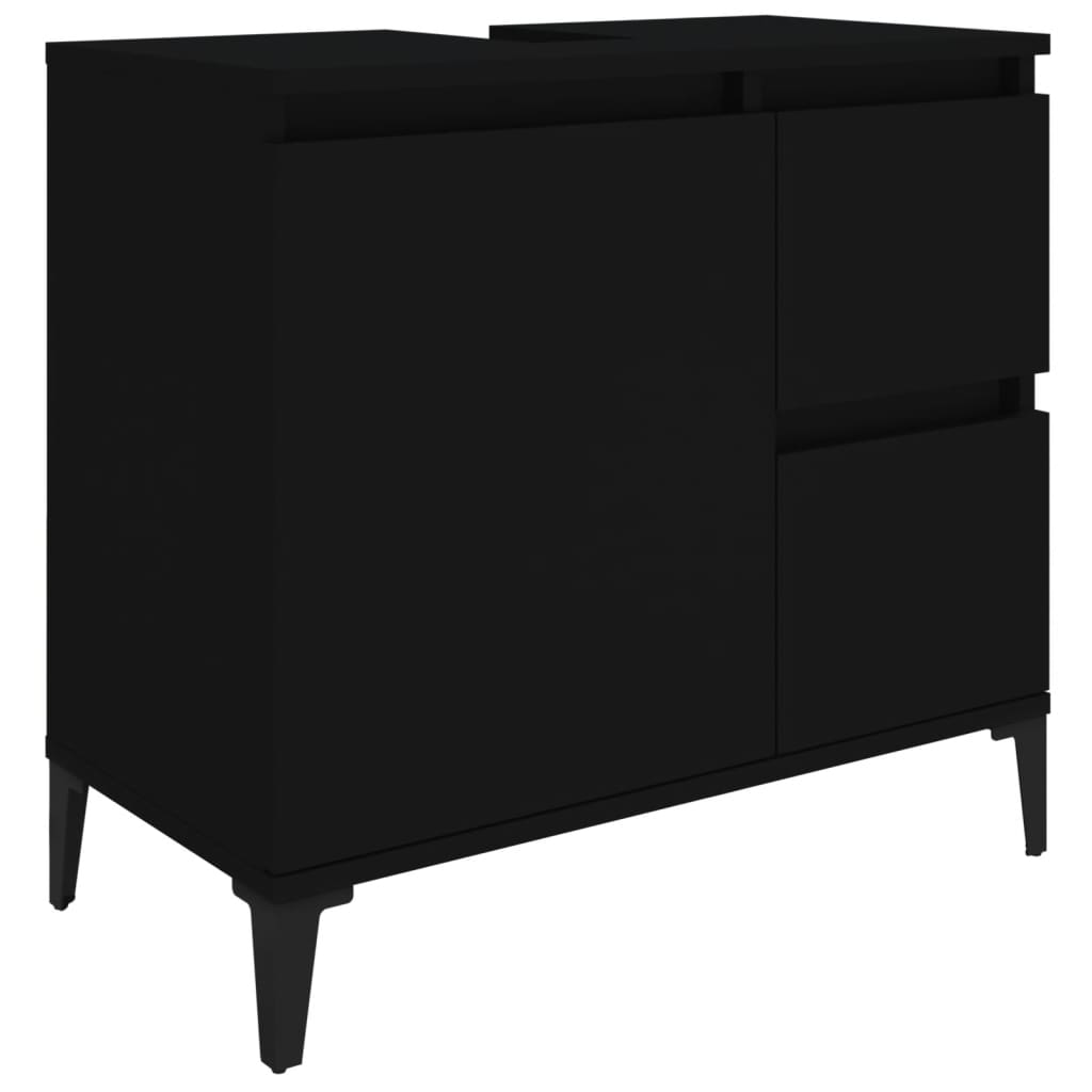 Bathroom Cabinet Black 65x33x60 cm Engineered Wood - Newstart Furniture
