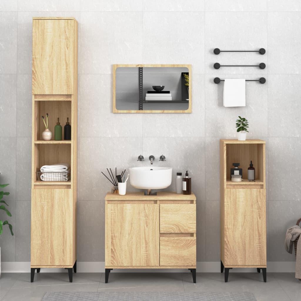 Bathroom Cabinet Sonoma Oak 65x33x60 cm Engineered Wood - Newstart Furniture