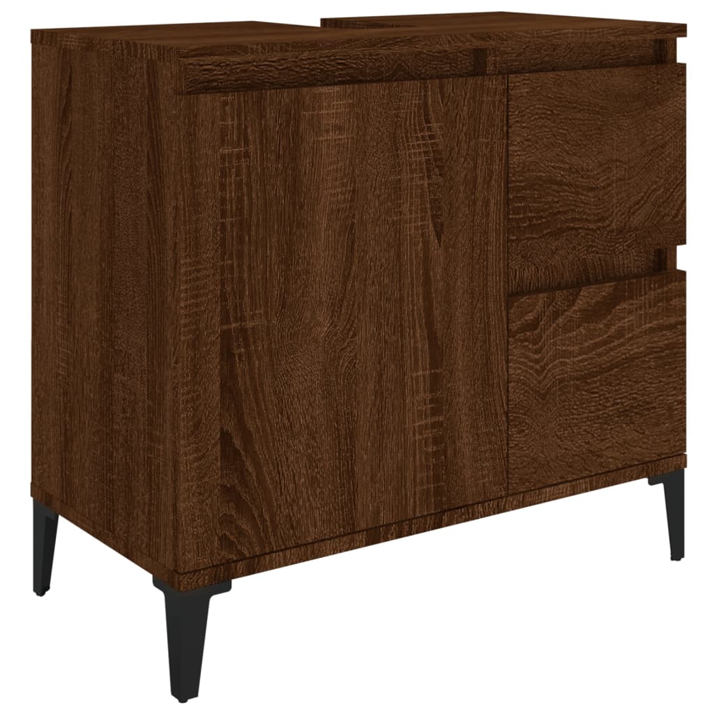 Bathroom Cabinet Brown Oak 65x33x60 cm Engineered Wood - Newstart Furniture