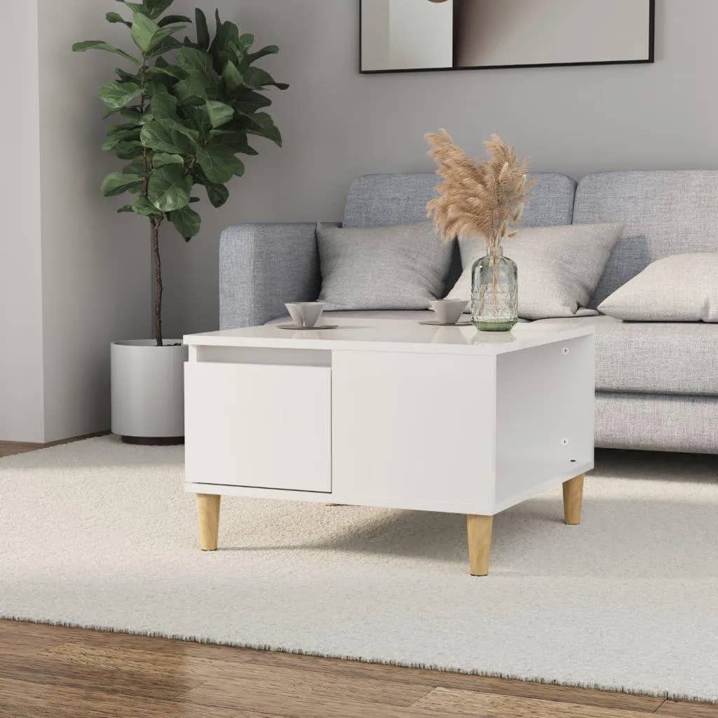 Coffee Table High Gloss White 55x55x36.5 cm Engineered Wood - Newstart Furniture