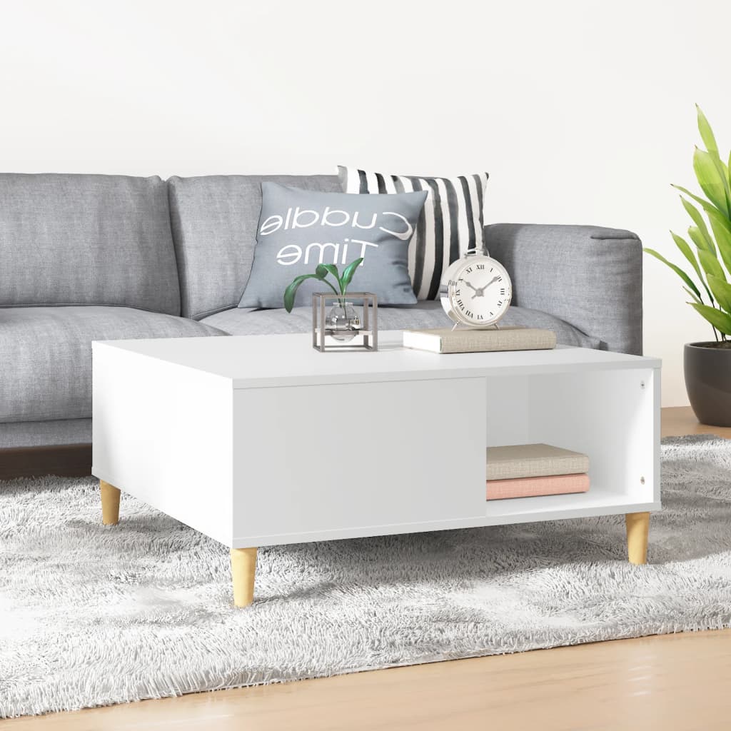 Coffee Table White 80x80x36.5 cm Engineered Wood - Newstart Furniture
