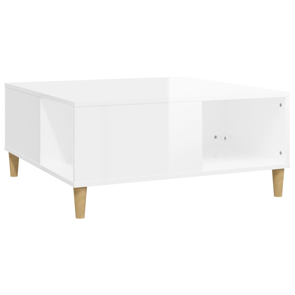 Coffee Table High Gloss White 80x80x36.5 cm Engineered Wood - Newstart Furniture