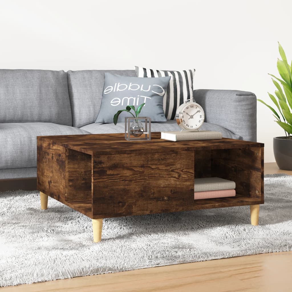 Coffee Table Smoked Oak 80x80x36.5 cm Engineered Wood - Newstart Furniture