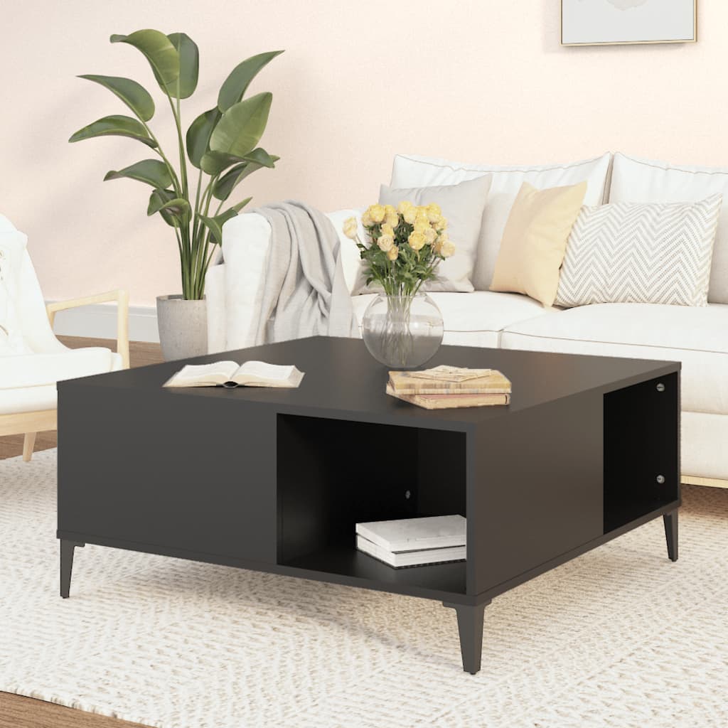 Coffee Table Black 80x80x36.5 cm Engineered Wood - Newstart Furniture