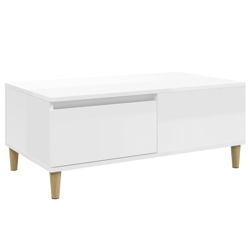 Coffee Table High Gloss White 90x50x36.5 cm Engineered Wood - Newstart Furniture