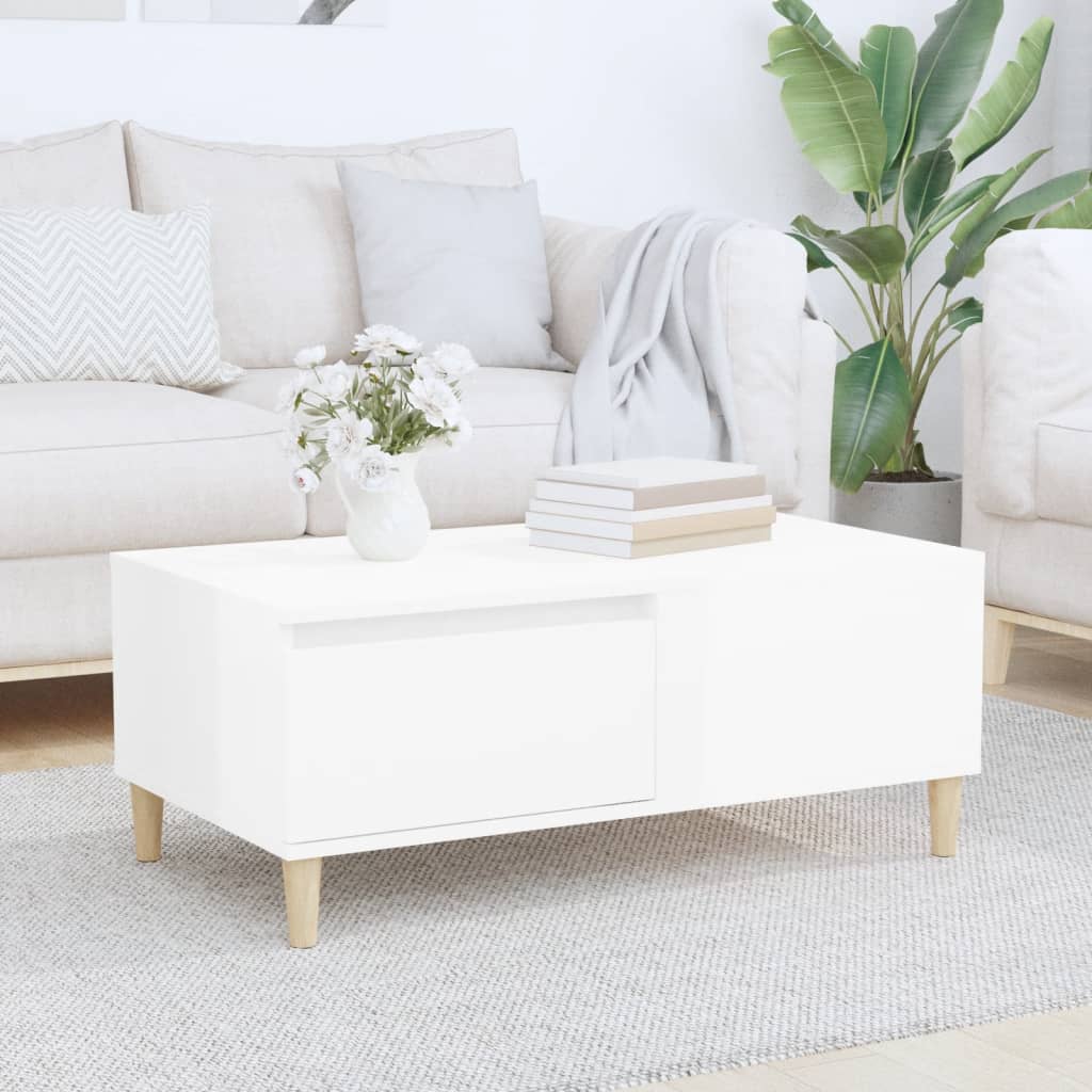 Coffee Table High Gloss White 90x50x36.5 cm Engineered Wood - Newstart Furniture