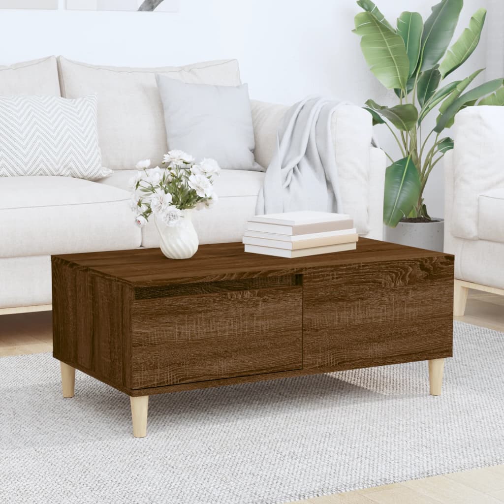 Coffee Table Brown Oak 90x50x36.5 cm Engineered Wood - Newstart Furniture