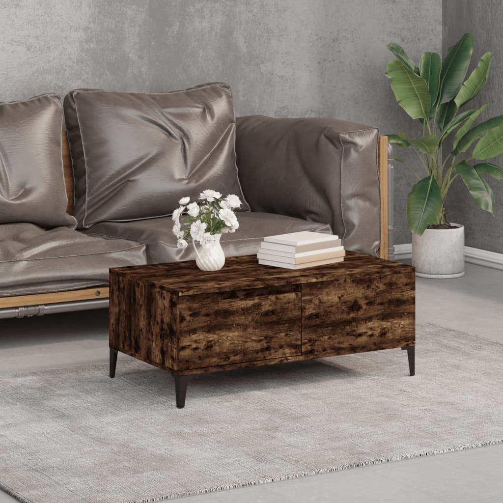 Coffee Table Smoked Oak 90x50x36.5 cm Engineered Wood - Newstart Furniture
