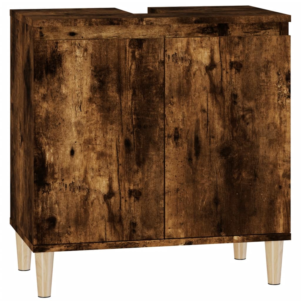 Sink Cabinet Smoked Oak 58x33x60 cm Engineered Wood - Newstart Furniture