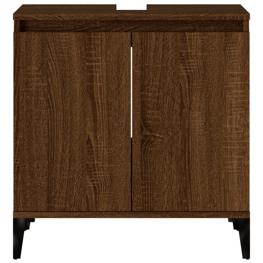 Sink Cabinet Brown Oak 58x33x60 cm Engineered Wood - Newstart Furniture