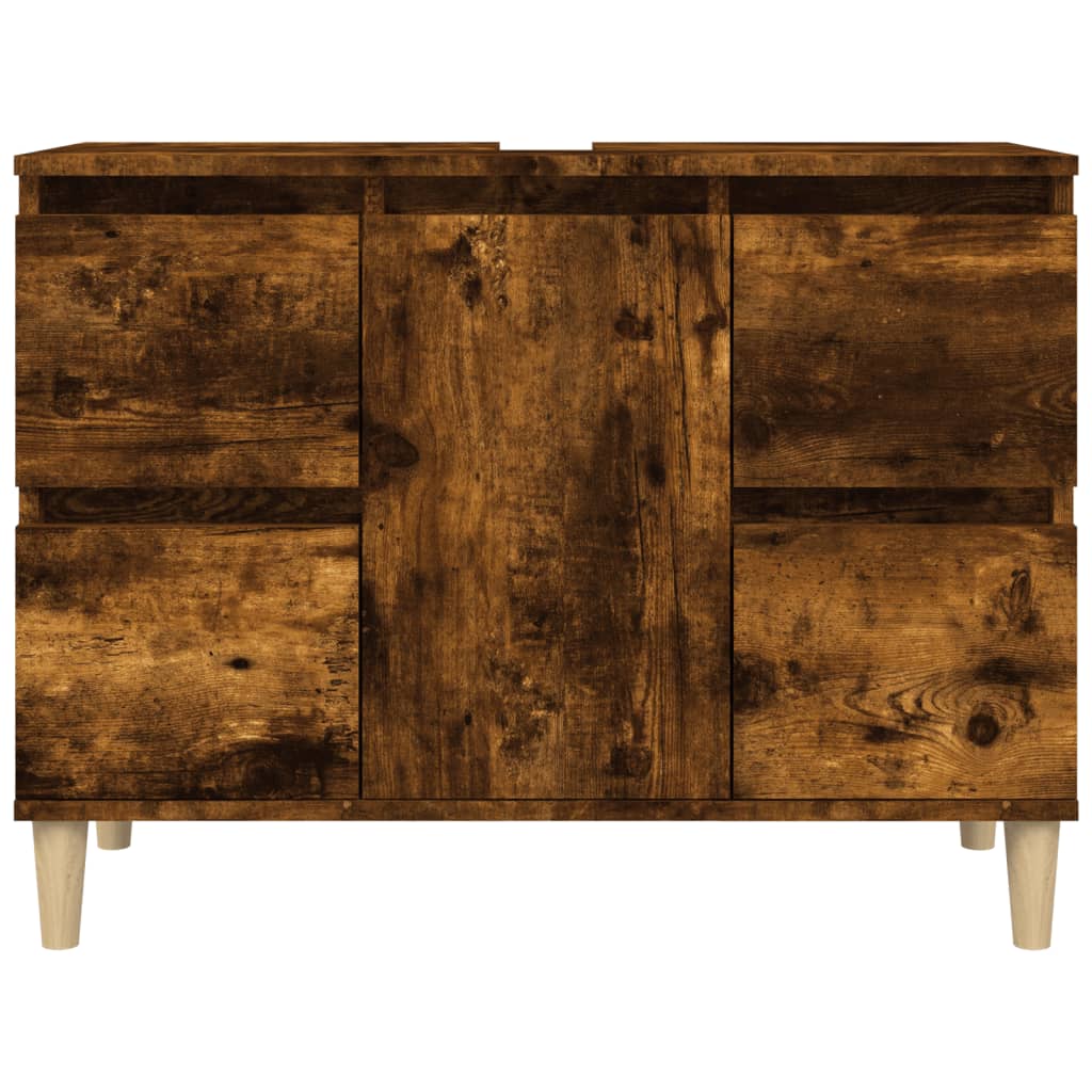Sink Cabinet Smoked Oak 80x33x60 cm Engineered Wood - Newstart Furniture