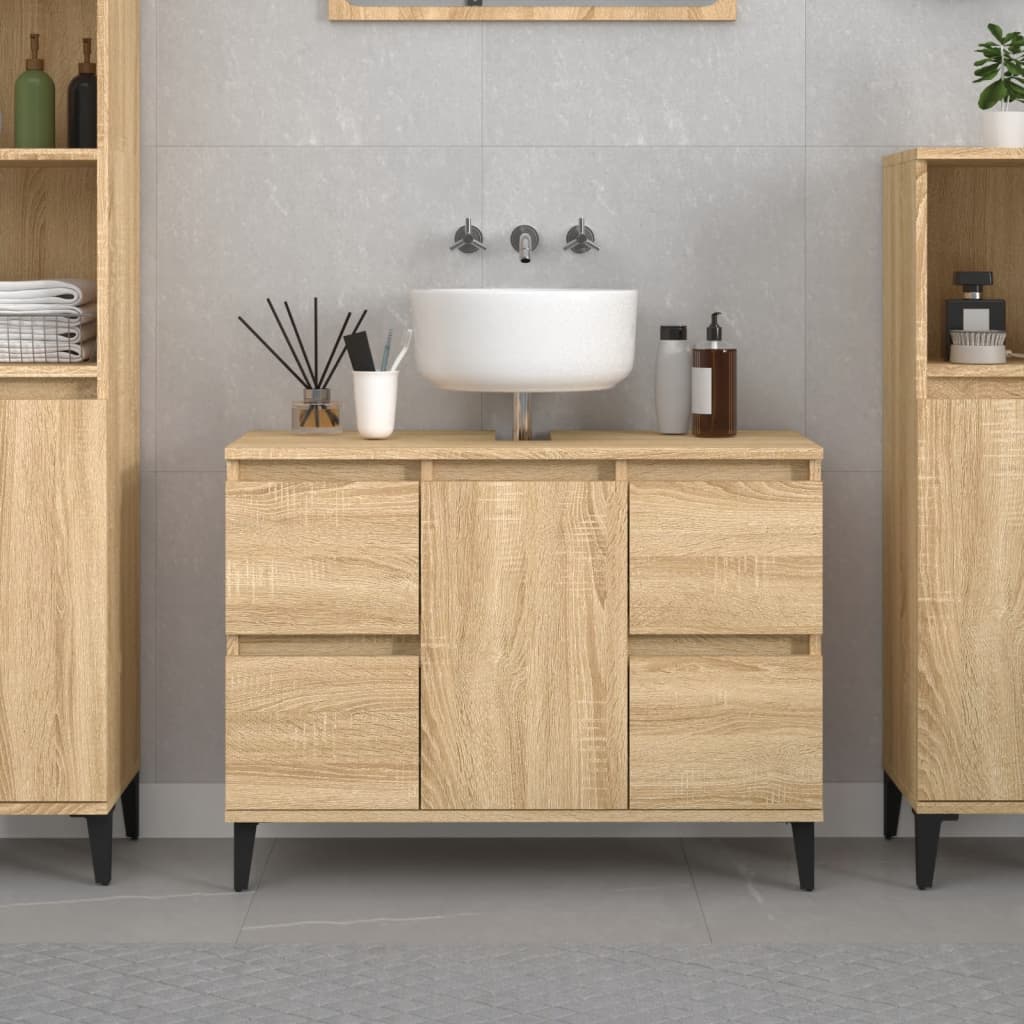 Sink Cabinet Sonoma Oak 80x33x60 cm Engineered Wood - Newstart Furniture