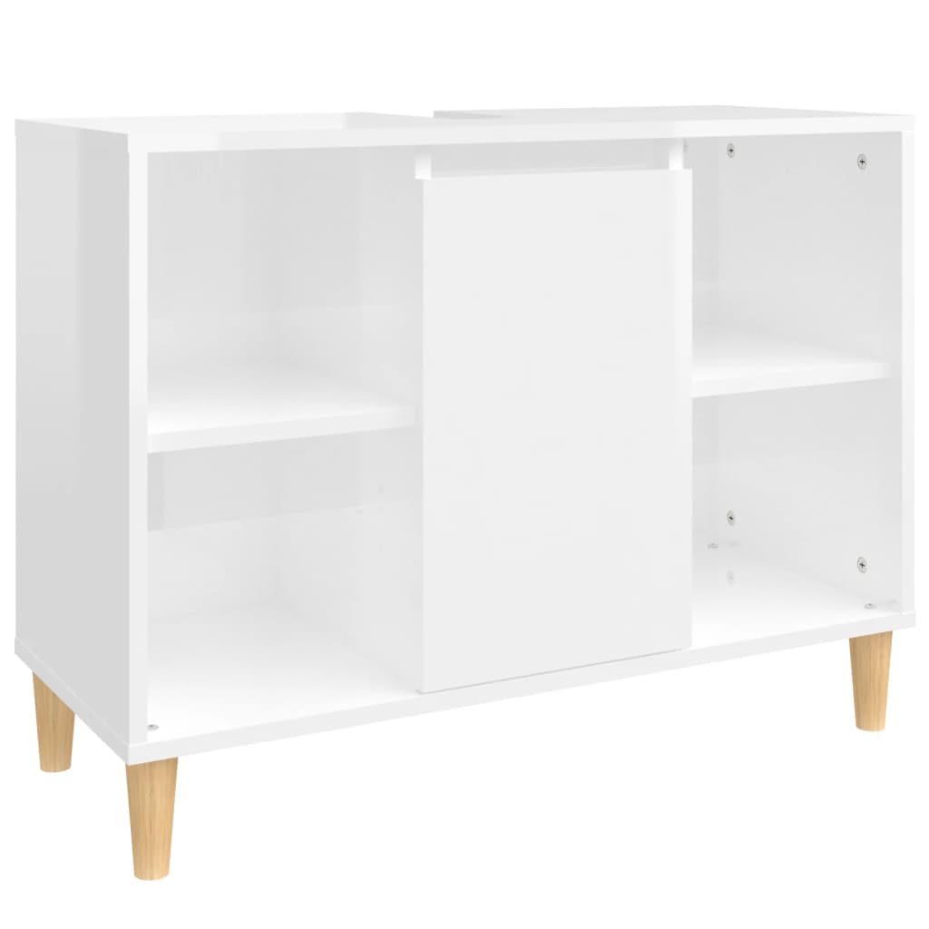 Sink Cabinet High Gloss White 80x33x60 cm Engineered Wood - Newstart Furniture