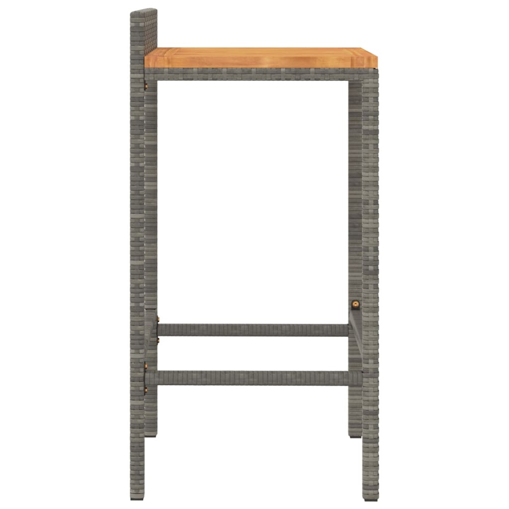 Bar Stools 2 pcs Grey Poly Rattan and Solid Wood Acacia - Newstart Furniture