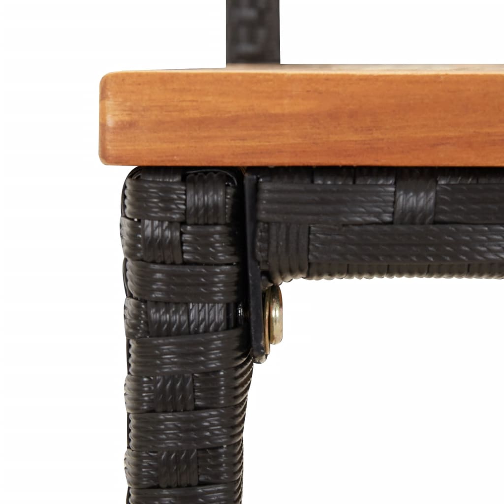 Bar Stools 2 pcs Black Poly Rattan and Solid Wood Acacia - Newstart Furniture