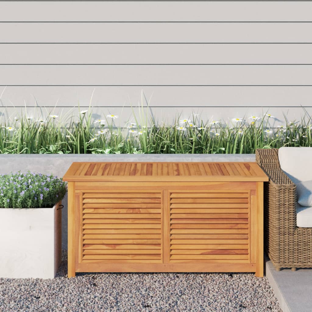 Garden Storage Box with Bag 114x50x58 cm Solid Wood Teak - Newstart Furniture