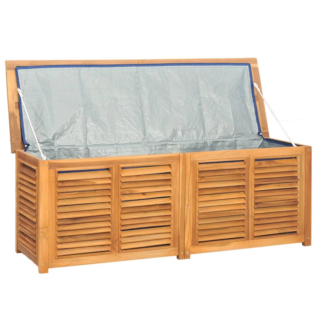Garden Storage Box with Bag 150x50x53 cm Solid Wood Teak - Newstart Furniture