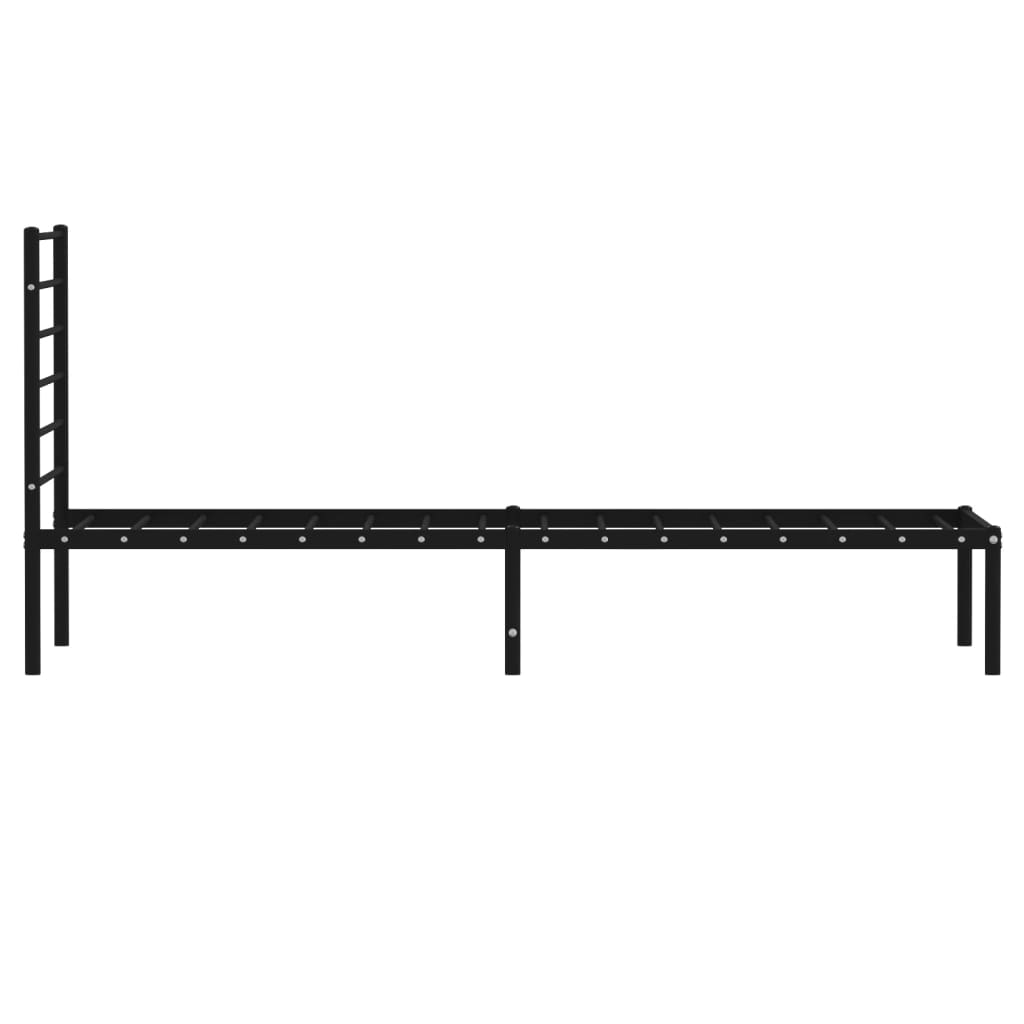 Metal Bed Frame with Headboard Black 107x203 cm King Single Size - Newstart Furniture