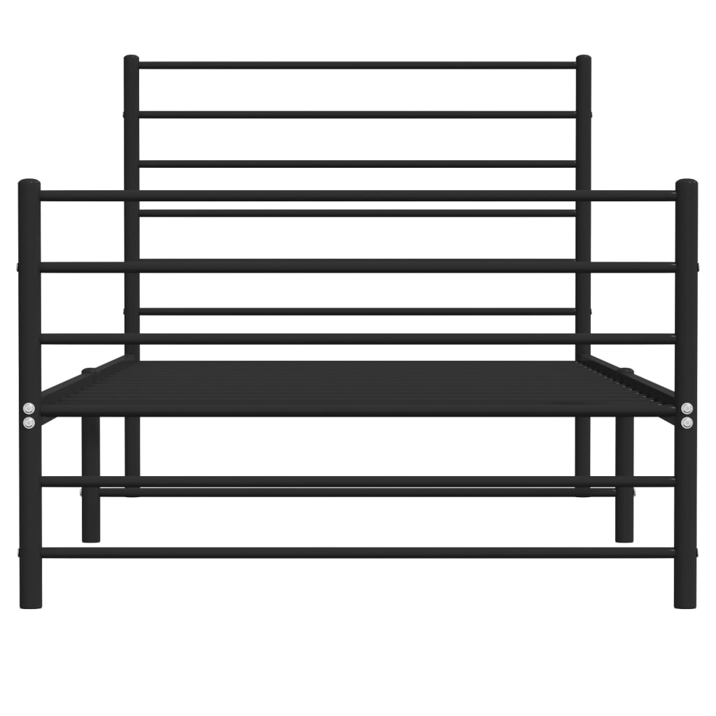 Metal Bed Frame with Headboard and Footboard Black 107x203 cm King Single Size - Newstart Furniture