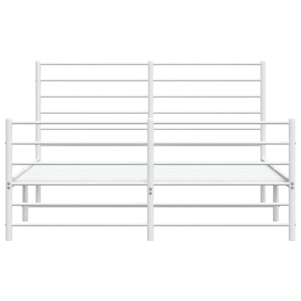 Metal Bed Frame with Headboard and Footboard White 137x187 cm Double - Newstart Furniture