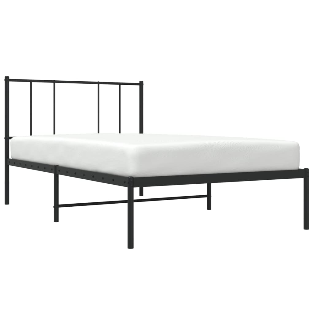 Metal Bed Frame with Headboard Black 92x187 cm Single Bed Size - Newstart Furniture