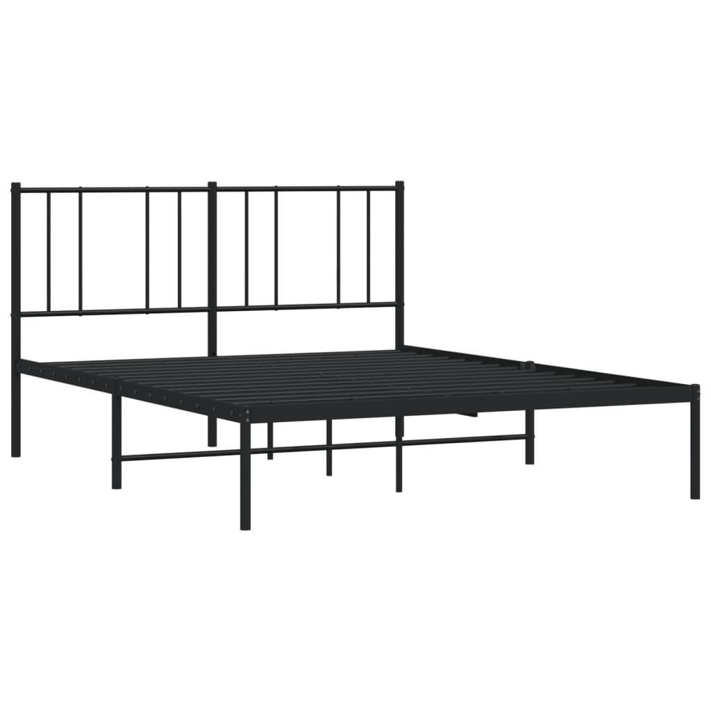 Metal Bed Frame with Headboard Black 153x203 cm Queen Size - Newstart Furniture