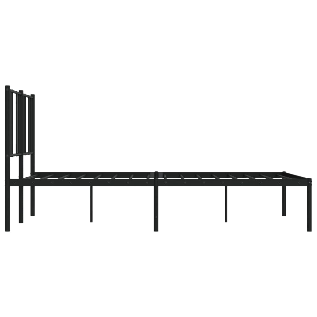 Metal Bed Frame with Headboard Black 153x203 cm Queen Size - Newstart Furniture