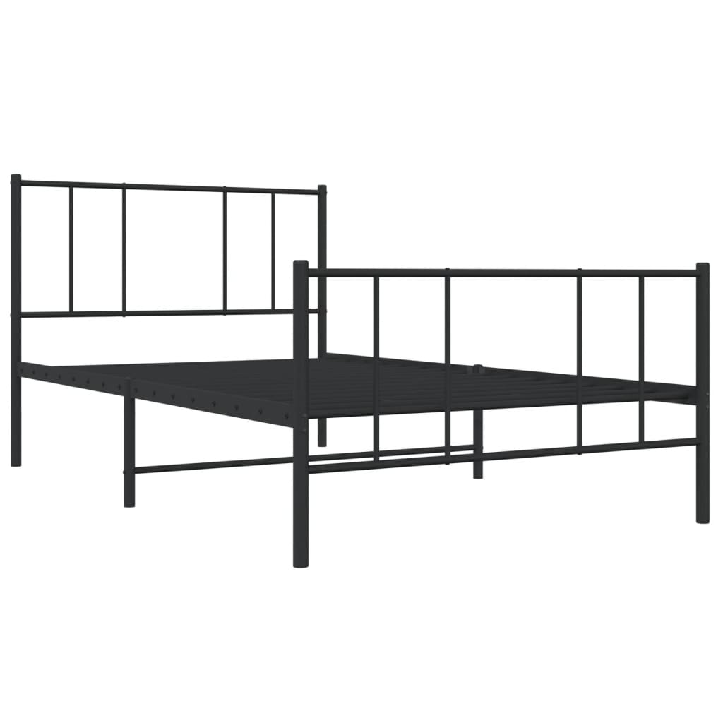 Metal Bed Frame with Headboard and Footboard Black 107x203 cm King Single Size - Newstart Furniture
