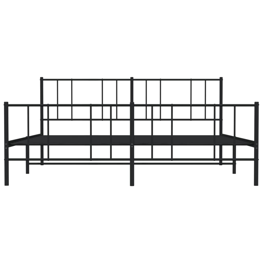 Metal Bed Frame with Headboard and Footboard Black 183x203 cm King Size - Newstart Furniture