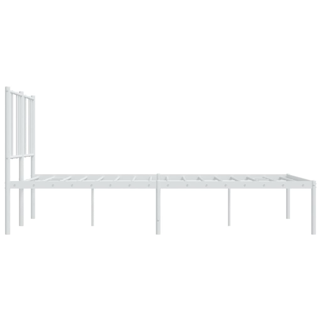 Metal Bed Frame with Headboard White 137x187 cm Double Size