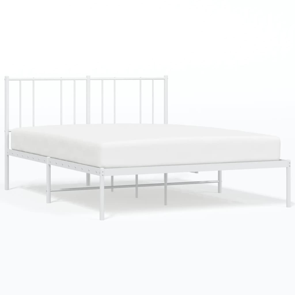 Metal Bed Frame with Headboard White 153x203 cm Queen Size - Newstart Furniture