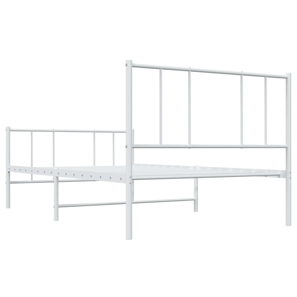 Metal Bed Frame with Headboard and Footboard White 92x187 cm Single Bed Size