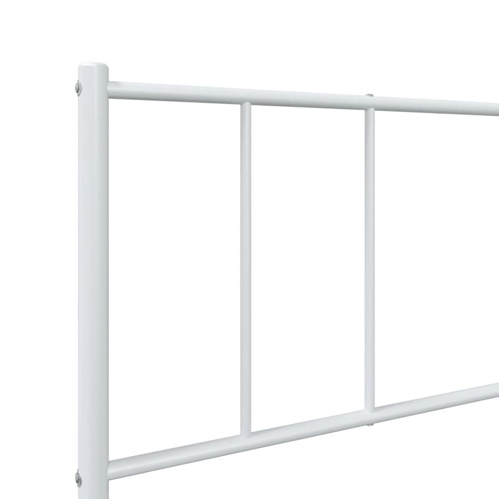 Metal Bed Frame with Headboard and Footboard White 92x187 cm Single Bed Size