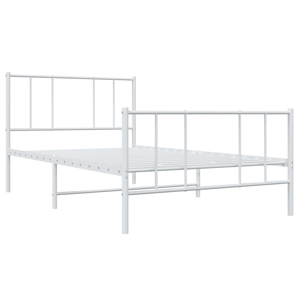 Metal Bed Frame with Headboard and Footboard White 107x203 cm King Single Size - Newstart Furniture