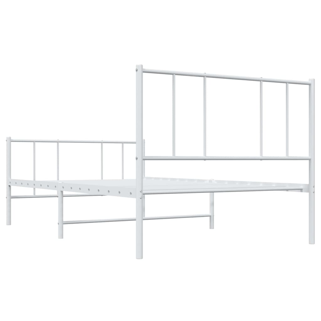 Metal Bed Frame with Headboard and Footboard White 107x203 cm King Single Size - Newstart Furniture