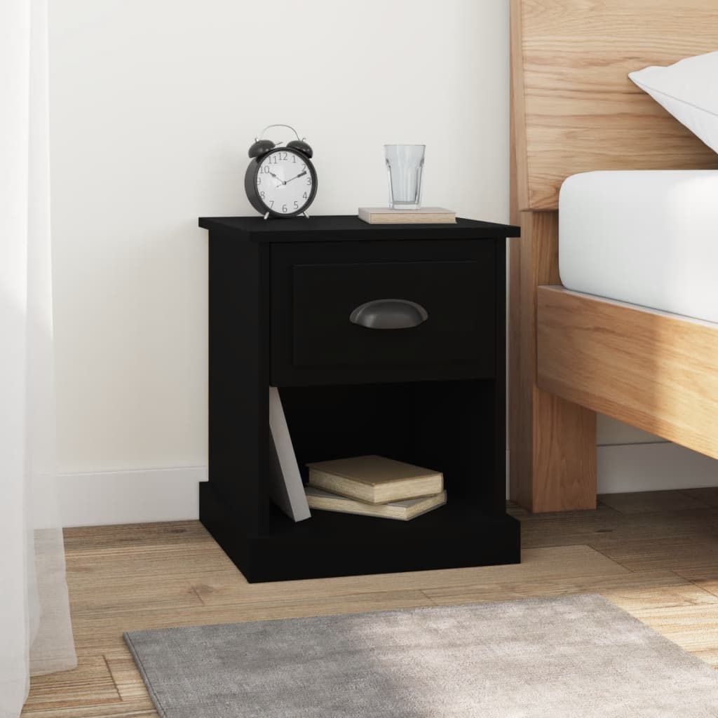 Bedside Cabinets 2 pcs Black 39x39x47.5 cm Engineered Wood - Newstart Furniture