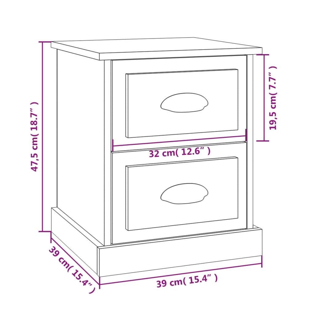 Bedside Cabinet Black 39x39x47.5 cm Engineered Wood - Newstart Furniture