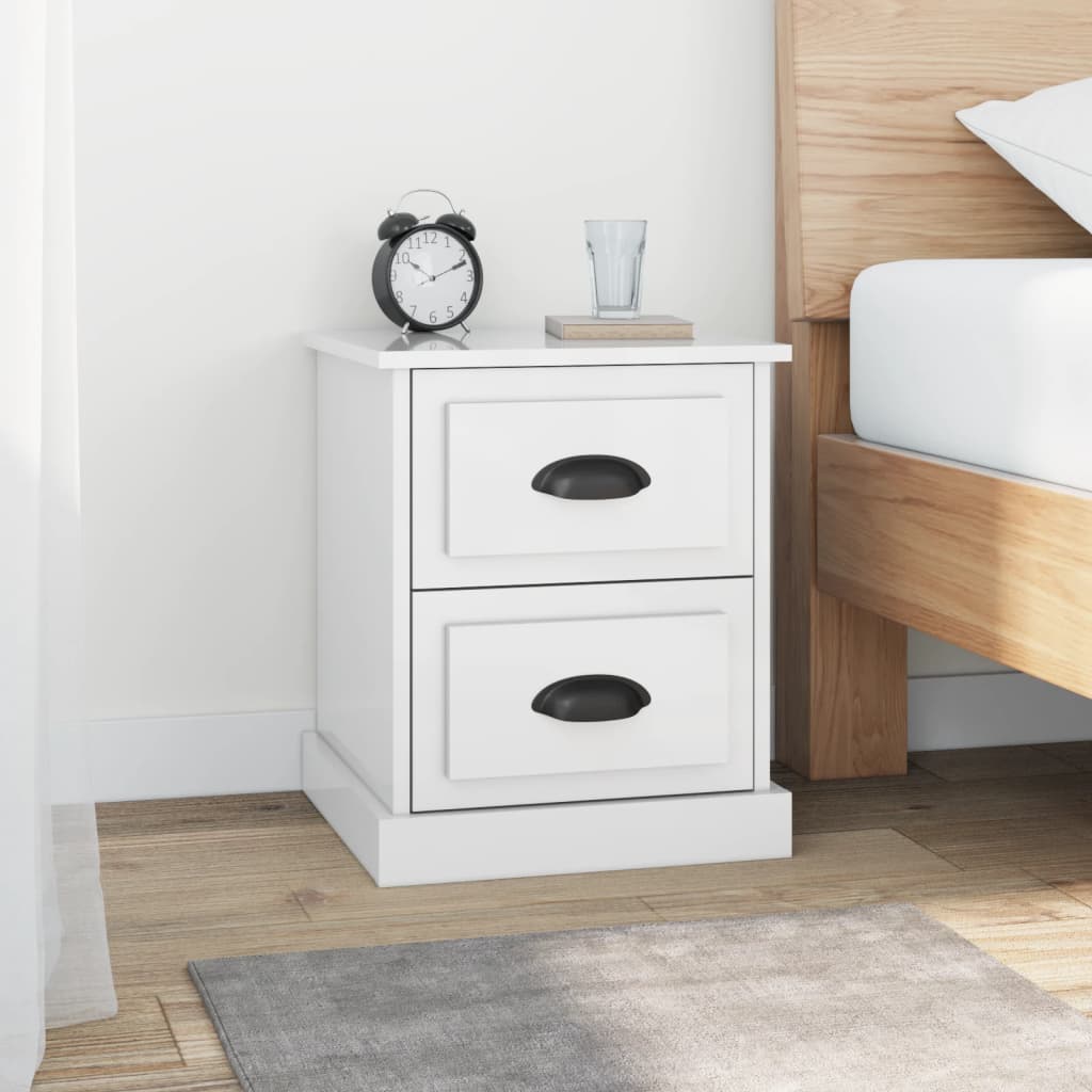 Bedside Cabinets 2 pcs High Gloss White 39x39x47.5 cm Engineered Wood - Newstart Furniture