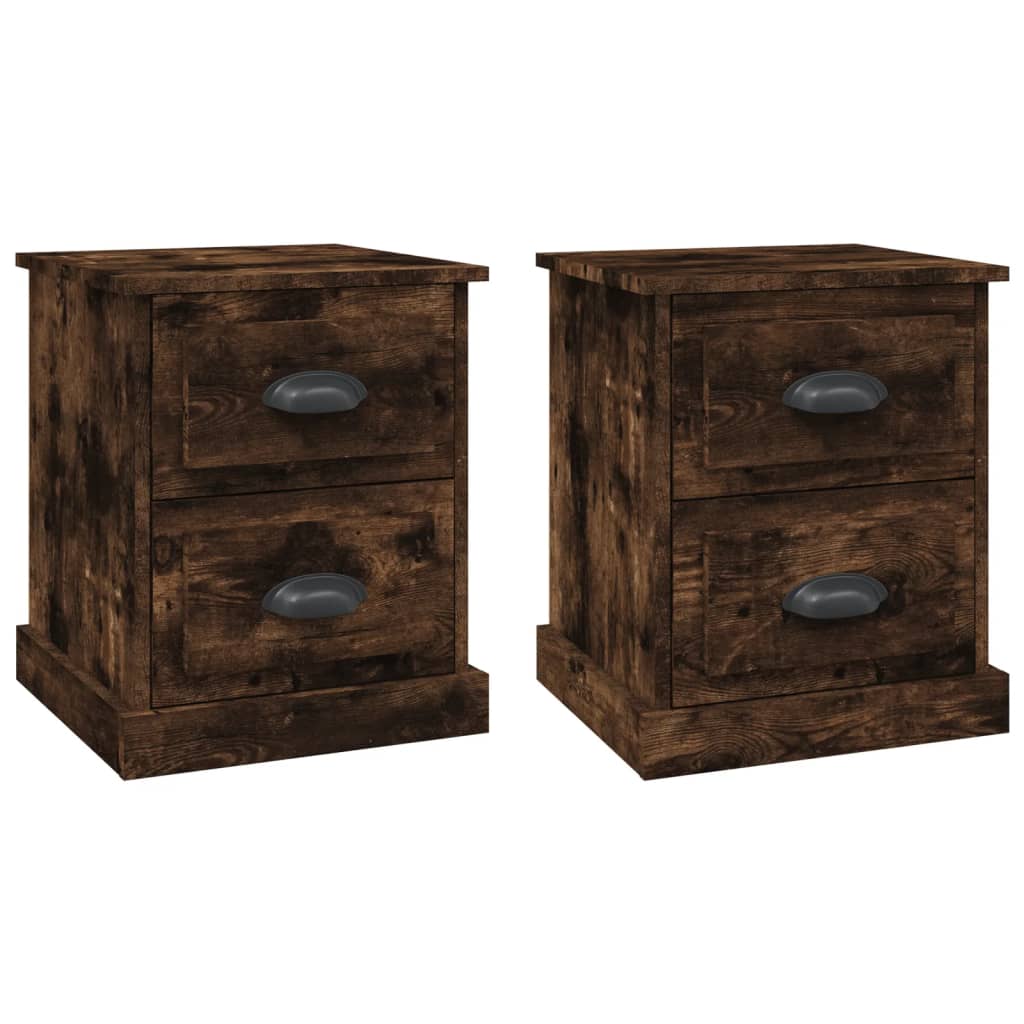 Bedside Cabinets 2 pcs Smoked Oak 39x39x47.5 cm Engineered Wood - Newstart Furniture