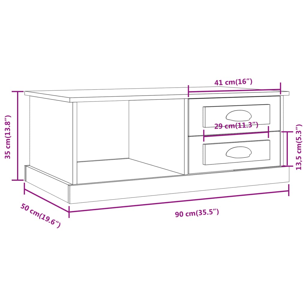 Coffee Table Sonoma Oak 90x50x35 cm Engineered Wood - Newstart Furniture