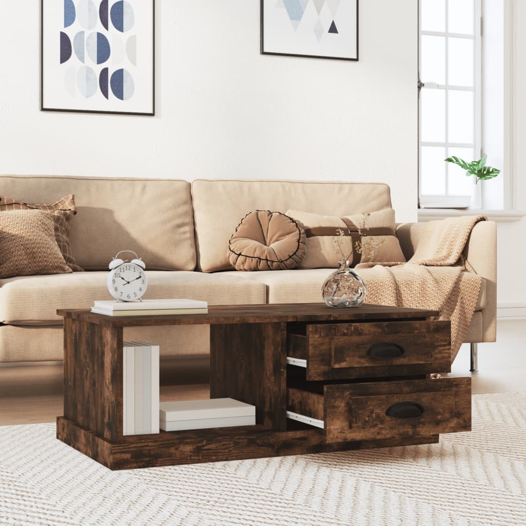 Coffee Table Smoked Oak 90x50x35 cm Engineered Wood - Newstart Furniture